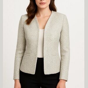 Ann Klein Pastel Green Blue Cream Tweed Jacket